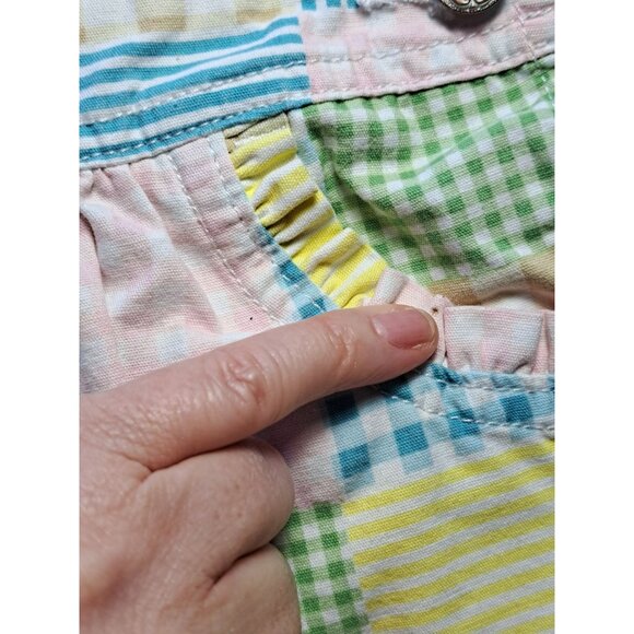 OshKosh BGosh Patchwork Overalls Dress 18M Multicolor Pastel Cotton Toddler Girl - Picture 8 of 8